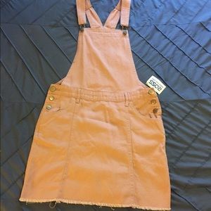 Pink pastel mini overalls dress new with tag